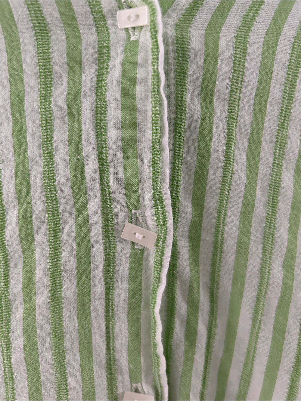 Habitat Cotton Button-Front Tunic Green/White Striped Lagenlook Coastal Small - Picture 3 of 14